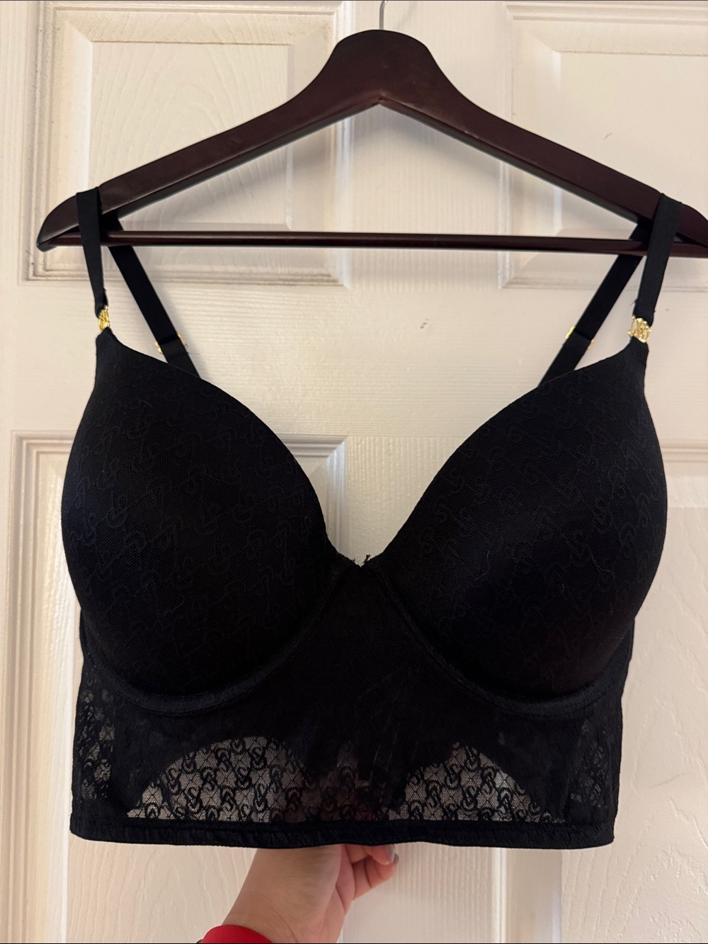 Victoria's Secret Black Lace Longline Push-Up Bra
